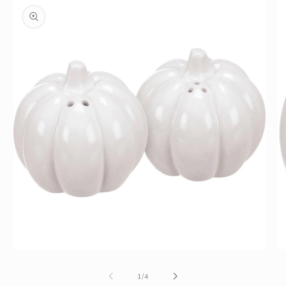White Ceramic Pumpkin Salt and Pepper Shakers